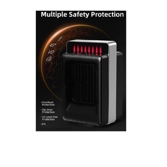Electric Space Heater with Oscillation & Overheat Tip-Over Protection Black - Picture 9 of 9